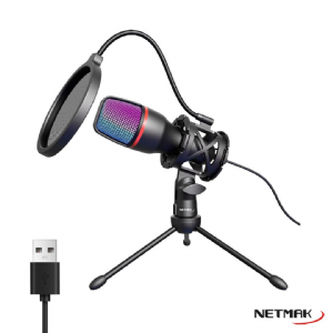Microfono RGB Streaming USB Netmak (NM-MS786)