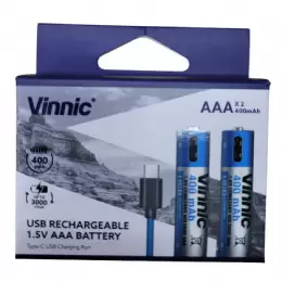 PILAS AAA RECARGABLES USB 1.5V 400 MAH X2 VINNIC