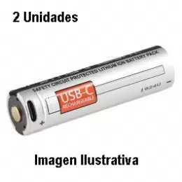 PILA LITIO ION 18650 3.7V 2500 MAH RECARGABLE USB X2 VINNIC