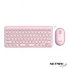 TECLADO Y MOUSE WIRELESS NETMAK KB850-P ROSA