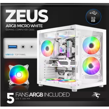 GABINETE SENTEY ZEUS WHITE 5 FANS ARGB