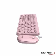 TECLADO Y MOUSE WIRELESS NETMAK KB850-P ROSA
