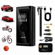 COMPRESOR DE AIRE PORTATIL C/POWERBANK NETMAK NM-CA101