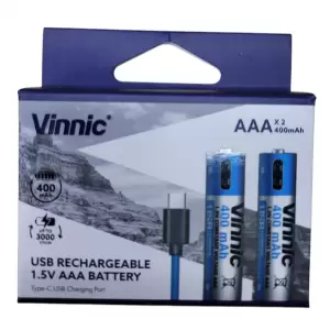 PILAS AAA RECARGABLES USB 1.5V 400 MAH X2 VINNIC