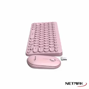 TECLADO Y MOUSE WIRELESS NETMAK KB850-P ROSA