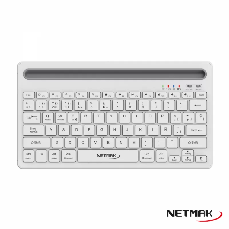 TECLADO BLUETOOTH NETMAK NM-KB650W RECARGABLE BLANCO