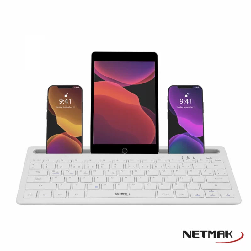 TECLADO BLUETOOTH NETMAK NM-KB650W RECARGABLE BLANCO