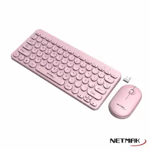 TECLADO Y MOUSE WIRELESS NETMAK KB850-P ROSA