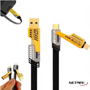 CABLE USB/USB-C/LIGHTNING 4-EN-1 NETMAK NM-123