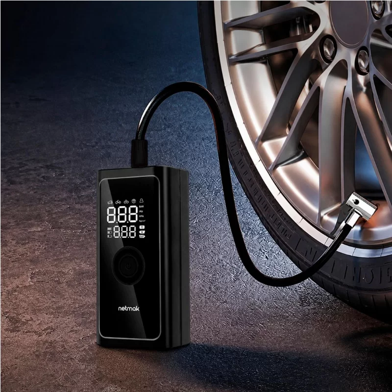 COMPRESOR DE AIRE PORTATIL C/POWERBANK NETMAK NM-CA101