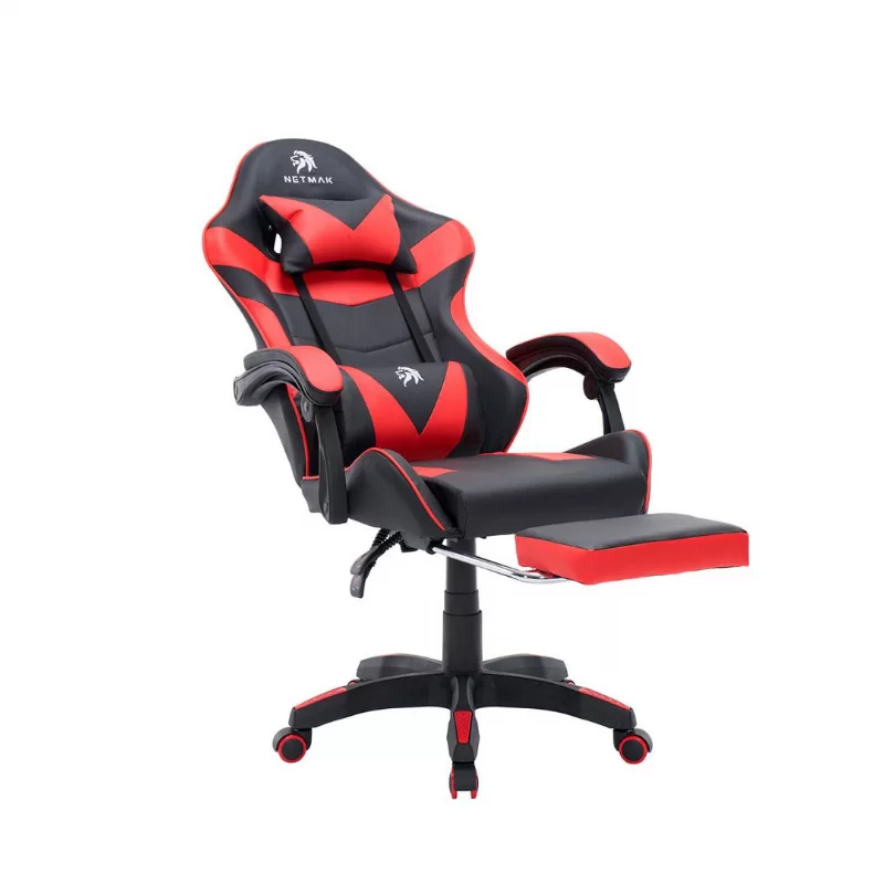 SILLA GAMER NETMAK NM-SG905-R C/APOYAPIES ROJO