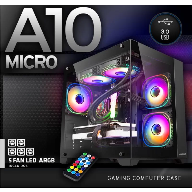 GABINETE SENTEY A10 GS-8000 BLACK 5 FAN ARGB