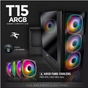 GABINETE SENTEY T15 BLACK 4 FANS ARGB