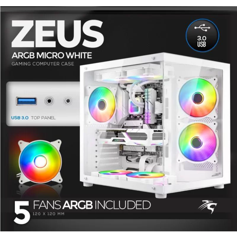 GABINETE SENTEY ZEUS WHITE 5 FANS ARGB